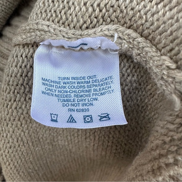 Lands End Beige Tan Cotton Knit V-Neck Sweater Vest - Picture 8 of 9